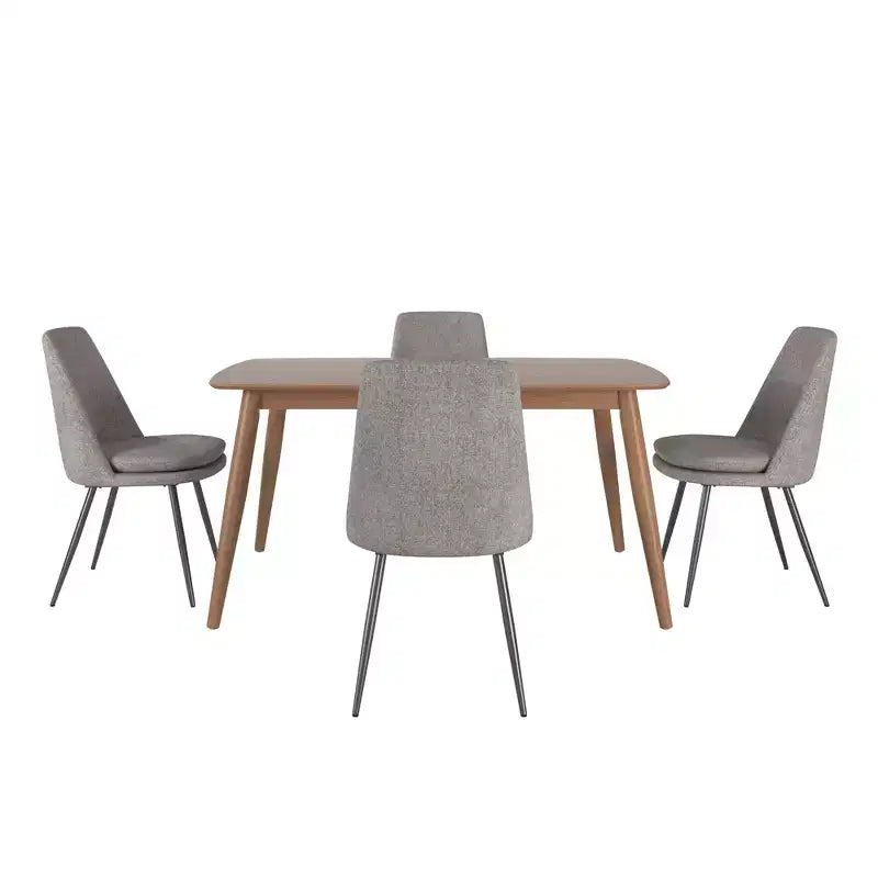 Ensemble de salle à manger conique de style moderne du milieu du siècle en chenille 5 pièces Cortland - iNSPIRE Q