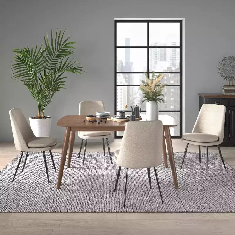 Ensemble de salle à manger conique de style moderne du milieu du siècle en chenille 5 pièces Cortland - iNSPIRE Q