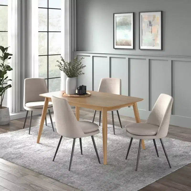 Ensemble de salle à manger conique de style moderne du milieu du siècle en chenille 5 pièces Cortland - iNSPIRE Q