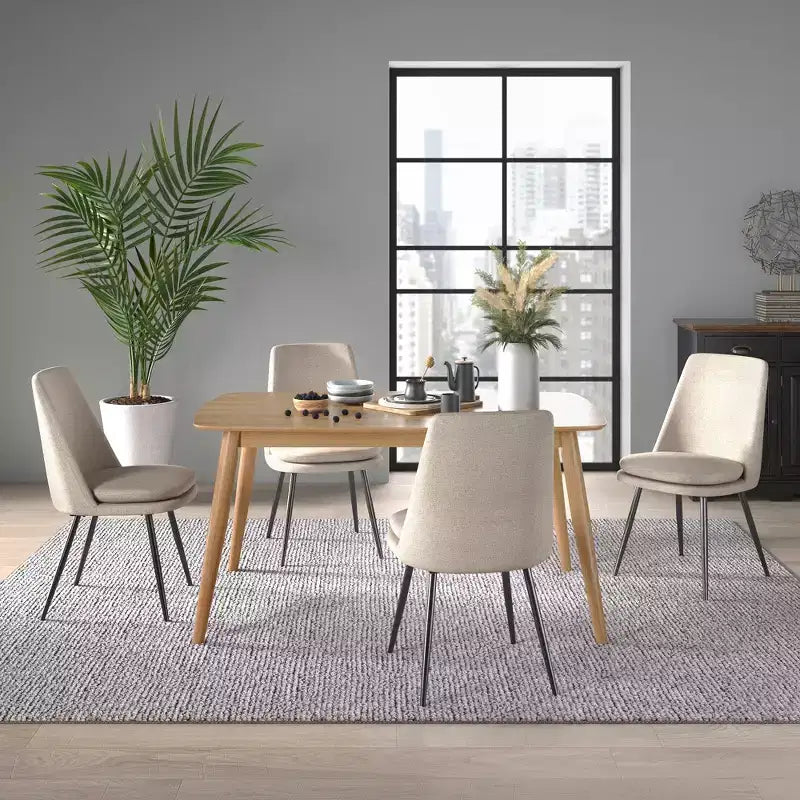 Ensemble de salle à manger conique de style moderne du milieu du siècle en chenille 5 pièces Cortland - iNSPIRE Q