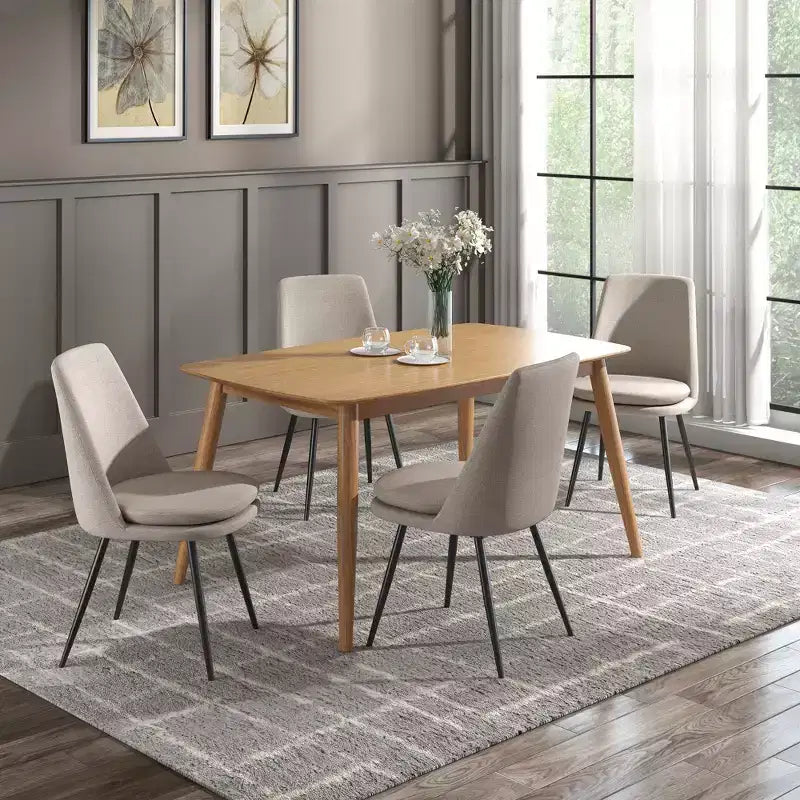 Ensemble de salle à manger conique de style moderne du milieu du siècle en chenille 5 pièces Cortland - iNSPIRE Q