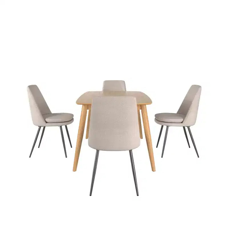 Ensemble de salle à manger conique de style moderne du milieu du siècle en chenille 5 pièces Cortland - iNSPIRE Q
