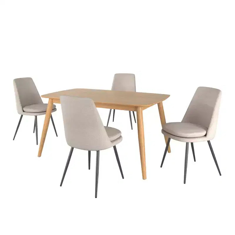 Ensemble de salle à manger conique de style moderne du milieu du siècle en chenille 5 pièces Cortland - iNSPIRE Q