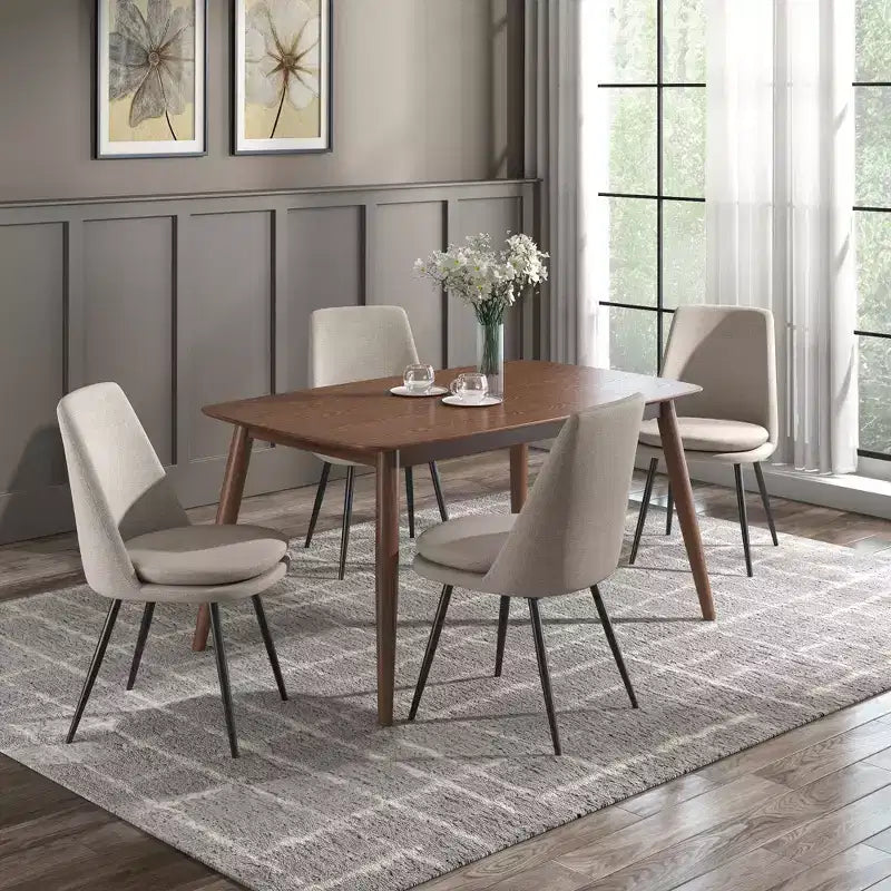 Ensemble de salle à manger conique de style moderne du milieu du siècle en chenille 5 pièces Cortland - iNSPIRE Q
