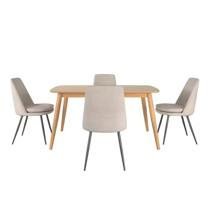 Ensemble de salle à manger conique de style moderne du milieu du siècle en chenille 5 pièces Cortland - iNSPIRE Q