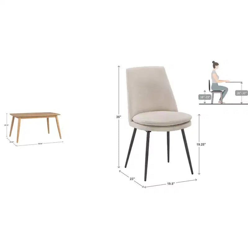 Ensemble de salle à manger conique de style moderne du milieu du siècle en chenille 5 pièces Cortland - iNSPIRE Q