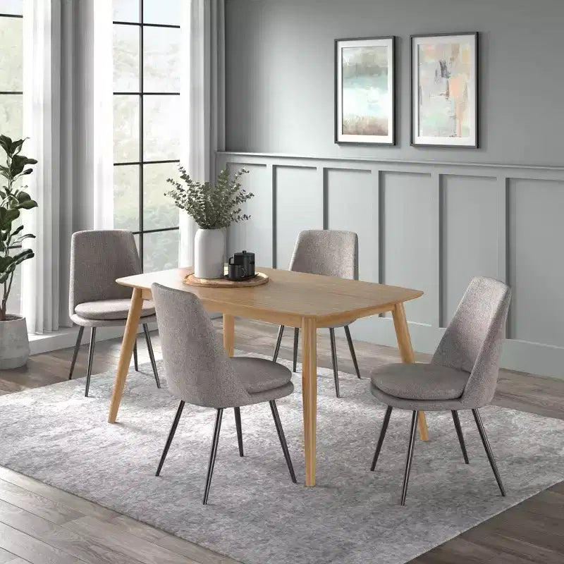 Ensemble de salle à manger conique de style moderne du milieu du siècle en chenille 5 pièces Cortland - iNSPIRE Q