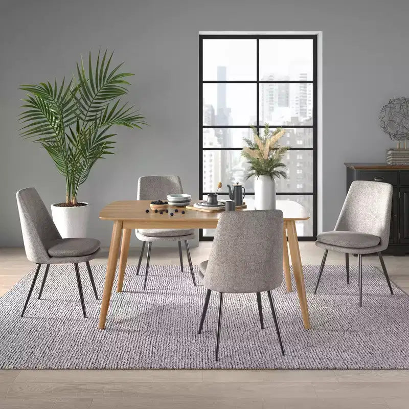 Ensemble de salle à manger conique de style moderne du milieu du siècle en chenille 5 pièces Cortland - iNSPIRE Q