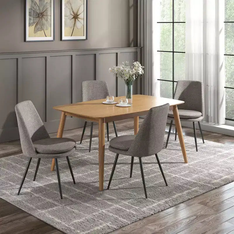Ensemble de salle à manger conique de style moderne du milieu du siècle en chenille 5 pièces Cortland - iNSPIRE Q
