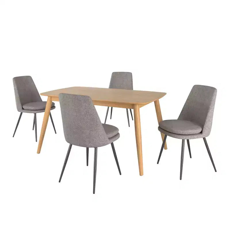 Ensemble de salle à manger conique de style moderne du milieu du siècle en chenille 5 pièces Cortland - iNSPIRE Q