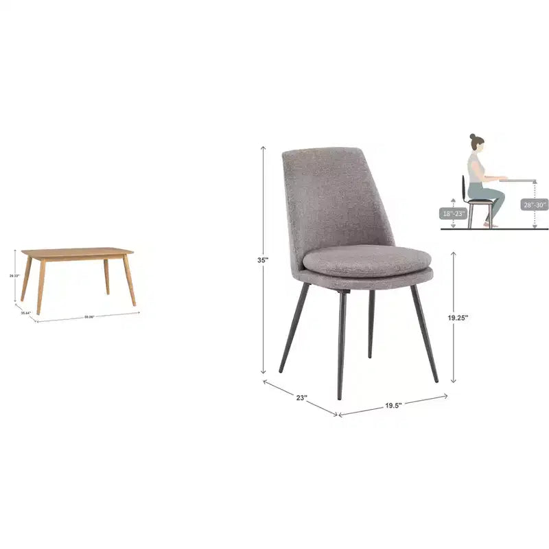 Ensemble de salle à manger conique de style moderne du milieu du siècle en chenille 5 pièces Cortland - iNSPIRE Q