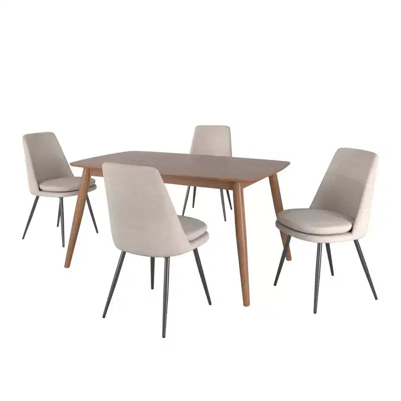 Ensemble de salle à manger conique de style moderne du milieu du siècle en chenille 5 pièces Cortland - iNSPIRE Q