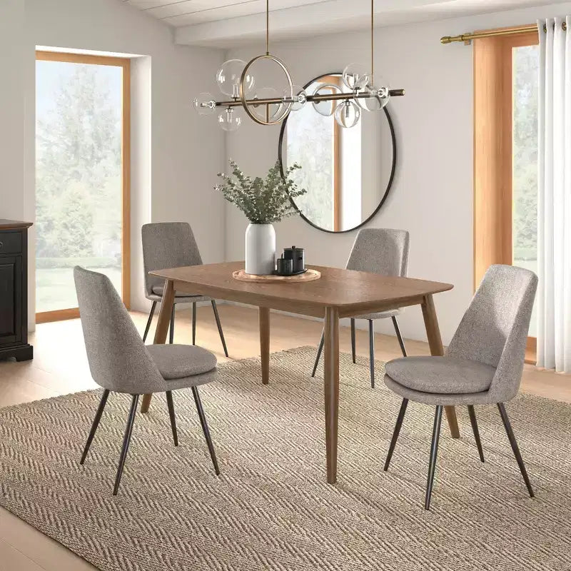 Ensemble de salle à manger conique de style moderne du milieu du siècle en chenille 5 pièces Cortland - iNSPIRE Q