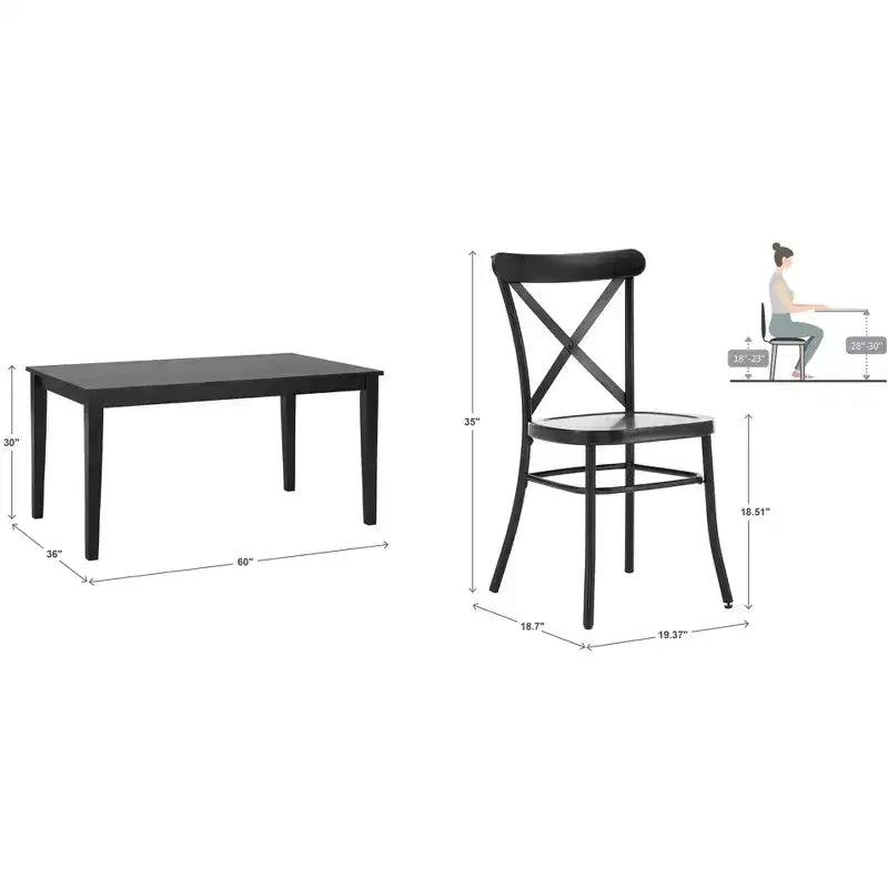 Ensemble de salle à manger Salido noir – 5 pièces – iNSPIRE Q