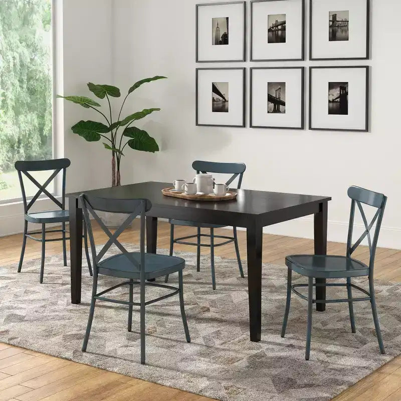 Ensemble de salle à manger Salido noir – 5 pièces – iNSPIRE Q