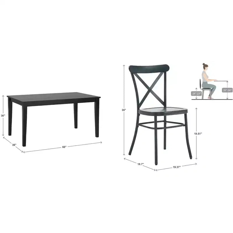 Ensemble de salle à manger Salido noir – 5 pièces – iNSPIRE Q