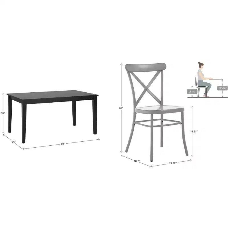 Ensemble de salle à manger Salido noir – 5 pièces – iNSPIRE Q
