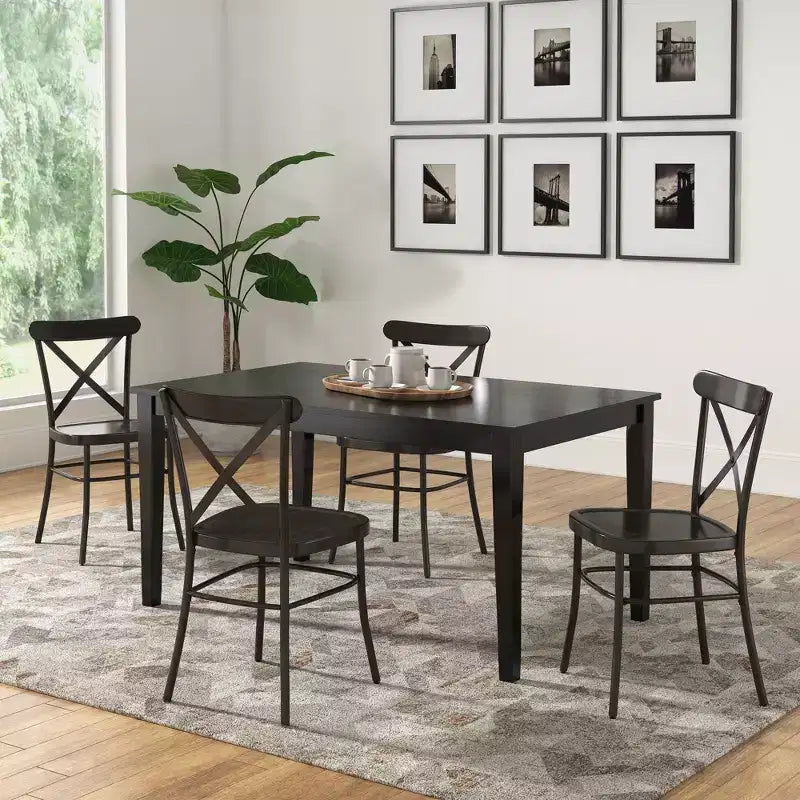 Ensemble de salle à manger Salido noir – 5 pièces – iNSPIRE Q