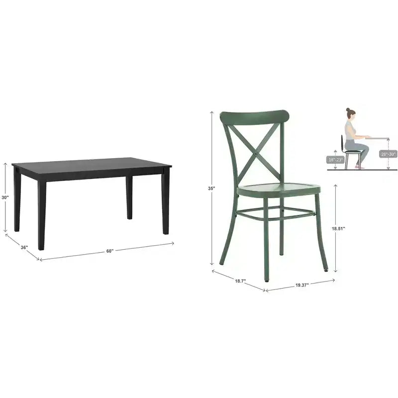 Ensemble de salle à manger Salido noir – 5 pièces – iNSPIRE Q