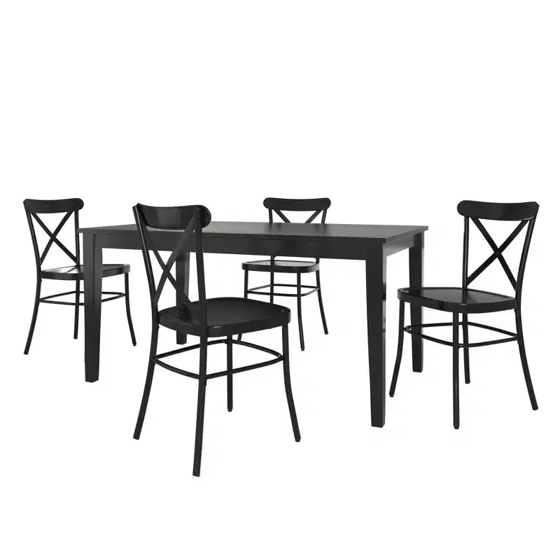 Ensemble de salle à manger Salido noir – 5 pièces – iNSPIRE Q