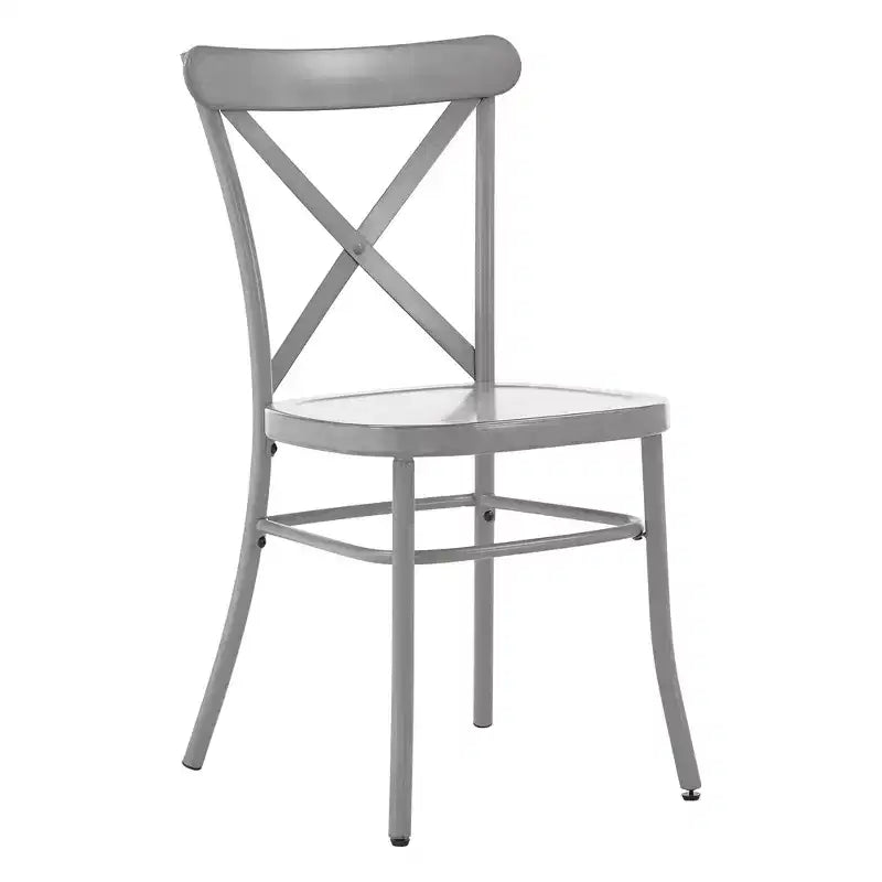 Table de salle à manger ronde Jolana avec plateau en chêne et pieds noirs et ensemble de chaises en métal à dossier en X - iNSPIRE Q