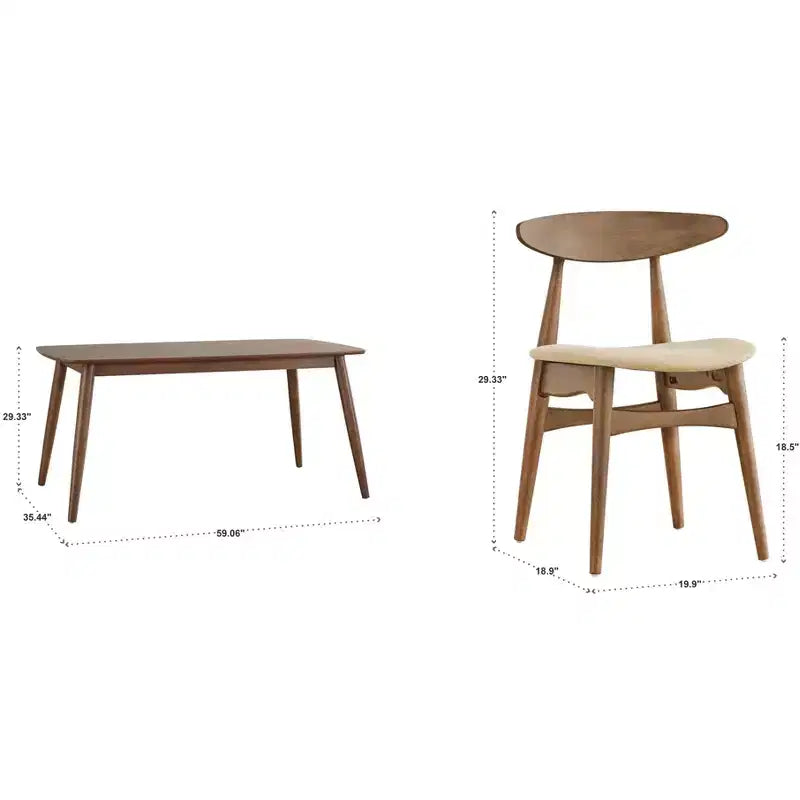 Ensemble de salle à manger Cortland 7 pièces à pieds coniques, style moderne du milieu du siècle - iNSPIRE Q