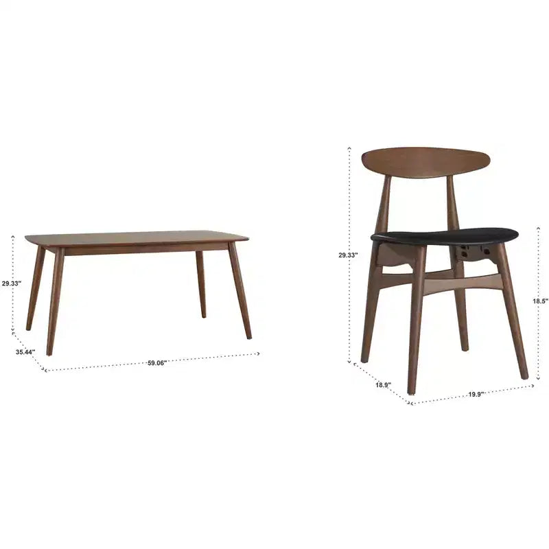 Ensemble de salle à manger Cortland 7 pièces à pieds coniques, style moderne du milieu du siècle - iNSPIRE Q