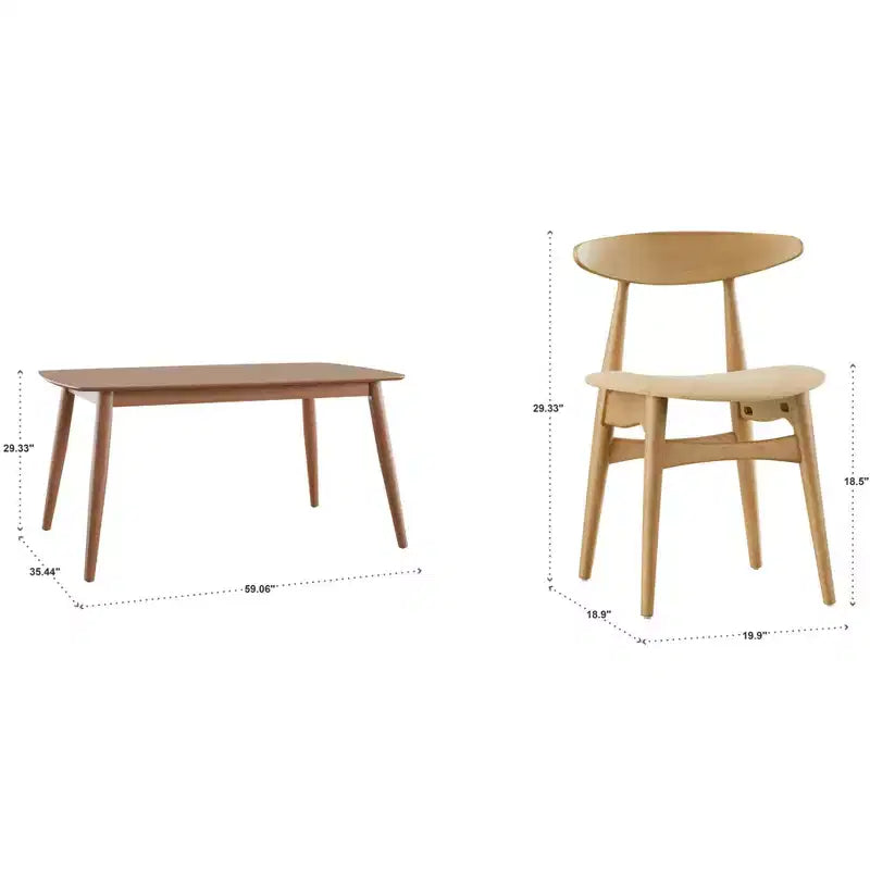 Ensemble de salle à manger Cortland 7 pièces à pieds coniques, style moderne du milieu du siècle - iNSPIRE Q