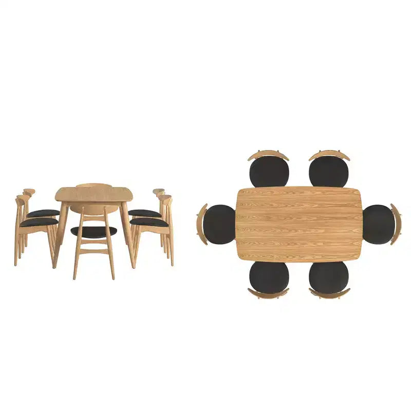 Ensemble de salle à manger Cortland 7 pièces à pieds coniques, style moderne du milieu du siècle - iNSPIRE Q
