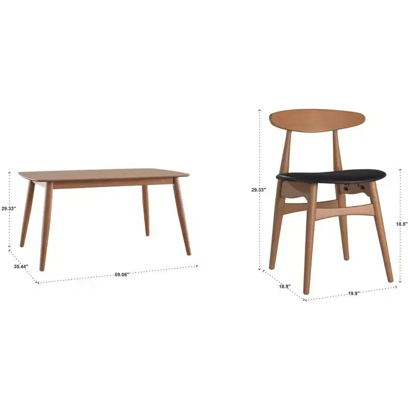 Ensemble de salle à manger Cortland 7 pièces à pieds coniques, style moderne du milieu du siècle - iNSPIRE Q