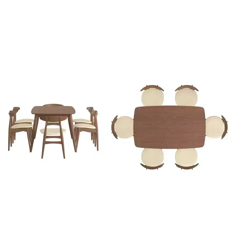 Ensemble de salle à manger Cortland 7 pièces à pieds coniques, style moderne du milieu du siècle - iNSPIRE Q