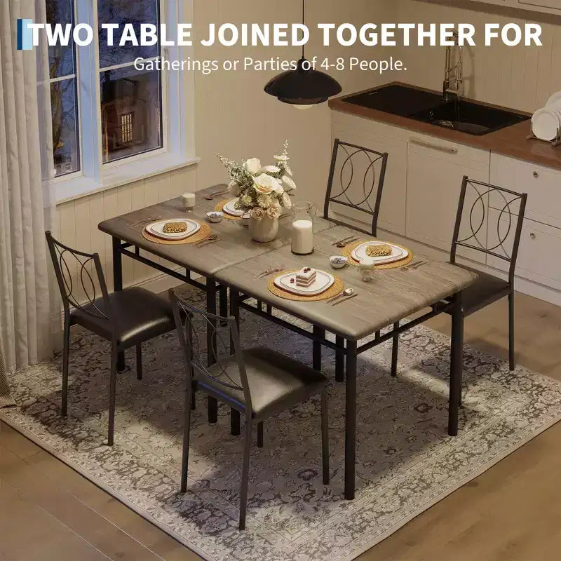 Ensemble table de salle à manger 3 pièces de style campagnard pour 2 personnes, table de cuisine en bois avec chaises rembourrées, peu encombrant pour petit appartement