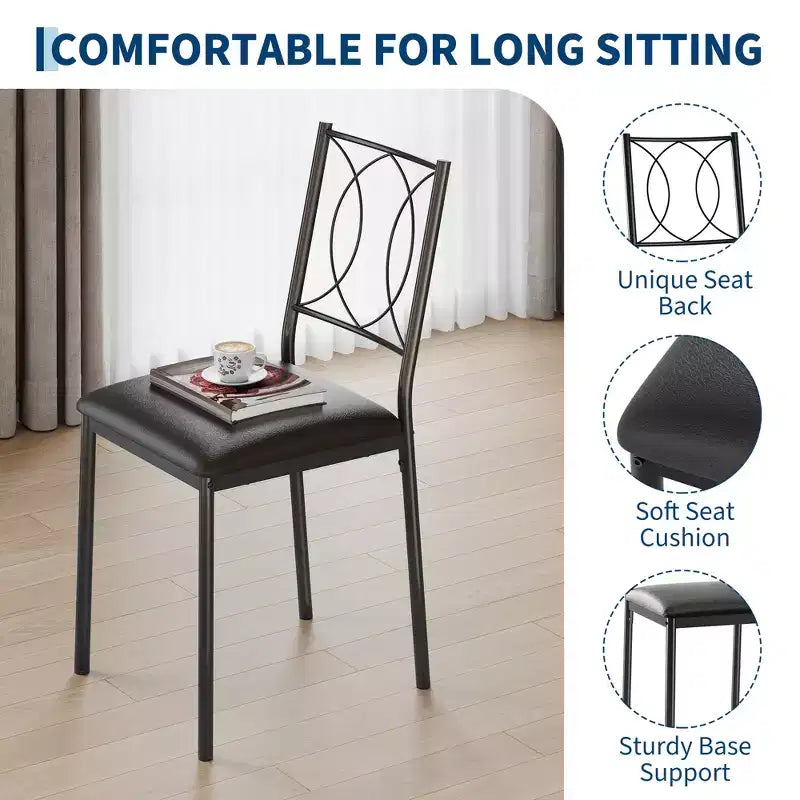 Ensemble table de salle à manger 3 pièces de style campagnard pour 2 personnes, table de cuisine en bois avec chaises rembourrées, peu encombrant pour petit appartement