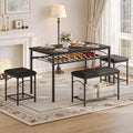 ning Table Set for 4, Modern Kitchen Table & Chairs with Metal Frame & Wood Top,Space Saving Dining Room Furniture for Apartments & Small Spaces