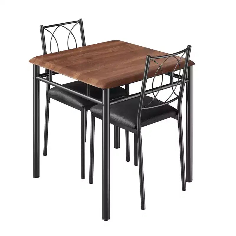 Ensemble table de salle à manger de ferme pour 2 avec 2 chaises rembourrées, table de cuisine en bois peu encombrante pour appartements, mobilier de salle à manger compact