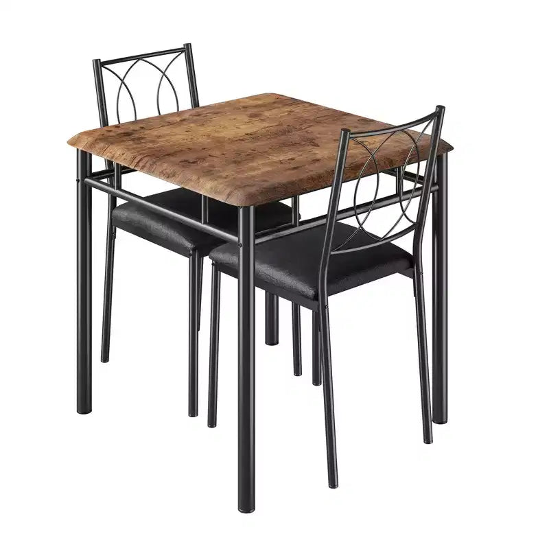 Ensemble table de salle à manger de ferme pour 2 avec 2 chaises rembourrées, table de cuisine en bois peu encombrante pour appartements, mobilier de salle à manger compact