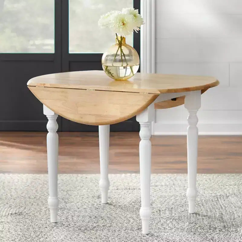 Ensemble de salle à manger Buylateral 5 pièces Virginia Farmhouse, table ronde à rallonges