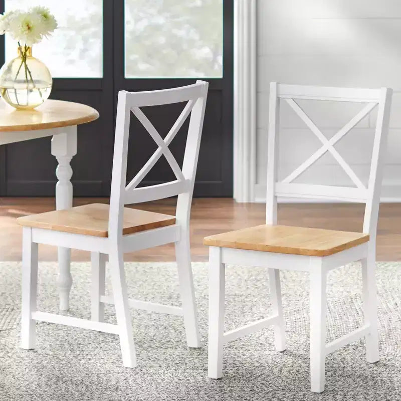 Ensemble de salle à manger Buylateral 5 pièces Virginia Farmhouse, table ronde à rallonges