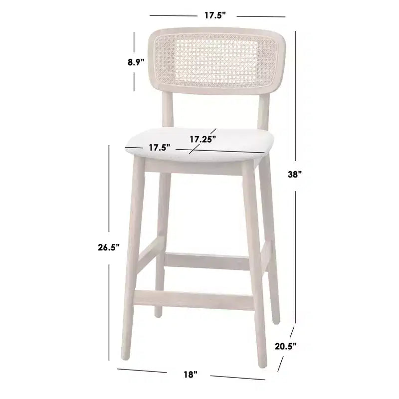 Buylateral Ensemble de salle à manger 3 pièces Newington Cane hauteur comptoir, finition chêne clair/beige
