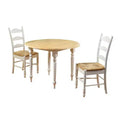 Buylateral 3pc Ladder Back Drop Leaf Dining Set Wood/White: Round Table, Two Chairs, Space-Saving Design