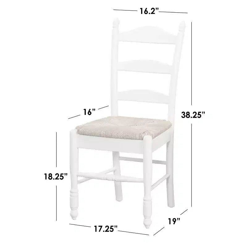 Buylateral Ensemble de salle à manger 3 pièces en bois et blanc avec table et 2 chaises à dossier ajouré : table ronde, deux chaises, design compact