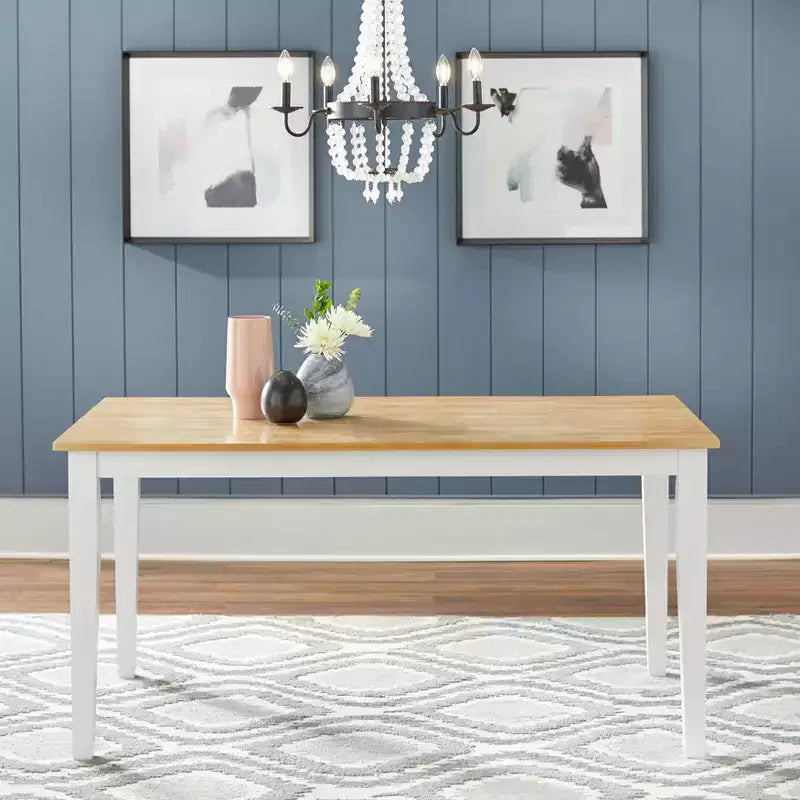 Ensemble de salle à manger rectangulaire 6 pièces Tiffany Farmhouse de Buylateral avec banc blanc/naturel