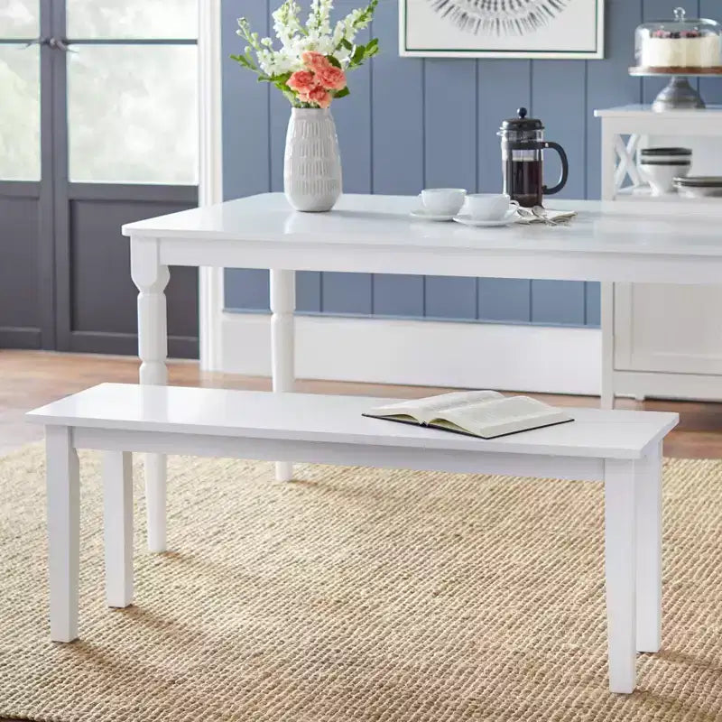 Ensemble de salle à manger rectangulaire 6 pièces Tiffany Farmhouse de Buylateral avec banc blanc/naturel
