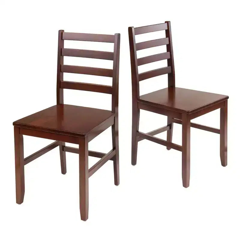 Ensemble de salle à manger 3 pièces Kingsgate avec 2 chaises à dossier échelle Hamilton en bois/marron - Winsome : Milieu de siècle moderne, carré, non-extensible