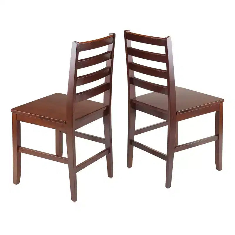 Ensemble de salle à manger 3 pièces Kingsgate avec 2 chaises à dossier échelle Hamilton en bois/marron - Winsome : Milieu de siècle moderne, carré, non-extensible