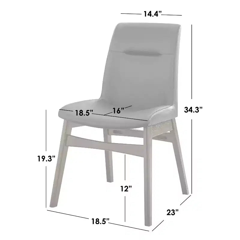 Buylateral Ensemble de 3 chaises de salle à manger Vance en similicuir style Mid-Century Modern Noyer/Noir : Mid-Century Modern, Chaises en similicuir