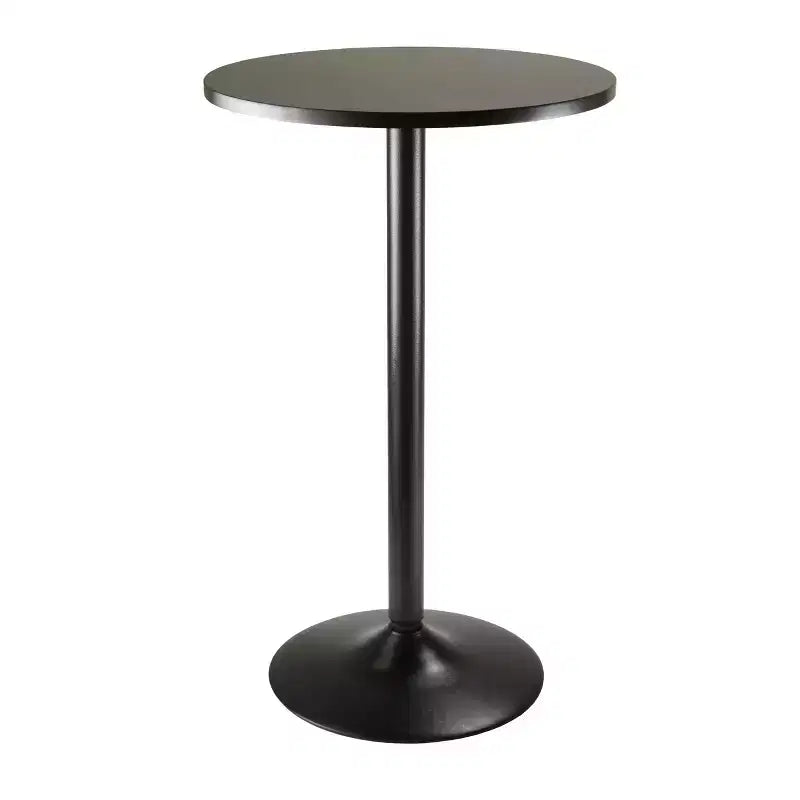Ensemble de salle à manger 3 pièces Obsidian avec tabourets réglables en hauteur, bois/noir - Winsome : Table ronde moderne, sièges en similicuir