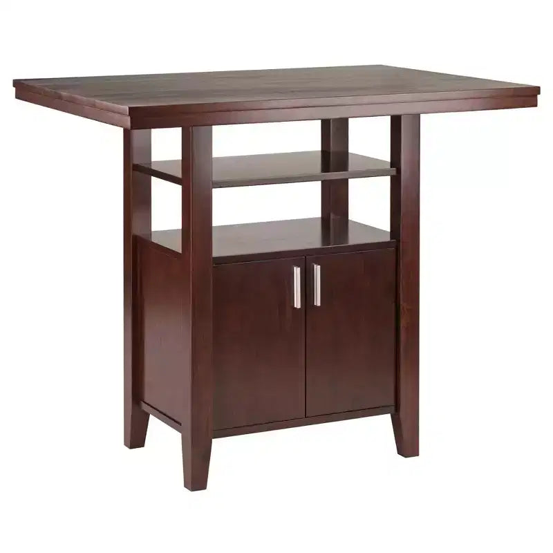 Ensemble de salle à manger 3 pièces Albany de hauteur comptoir Winsome avec tabourets à dossier échelle Noyer : Style traditionnel, table rectangulaire 4 places
