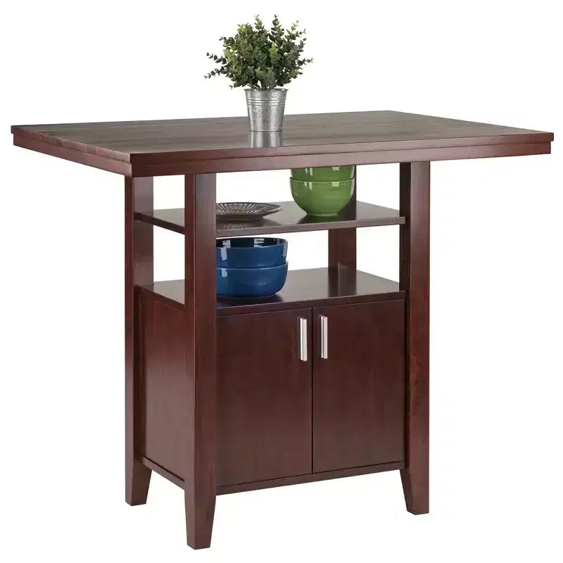 Ensemble de salle à manger 3 pièces Albany de hauteur comptoir Winsome avec tabourets à dossier échelle Noyer : Style traditionnel, table rectangulaire 4 places