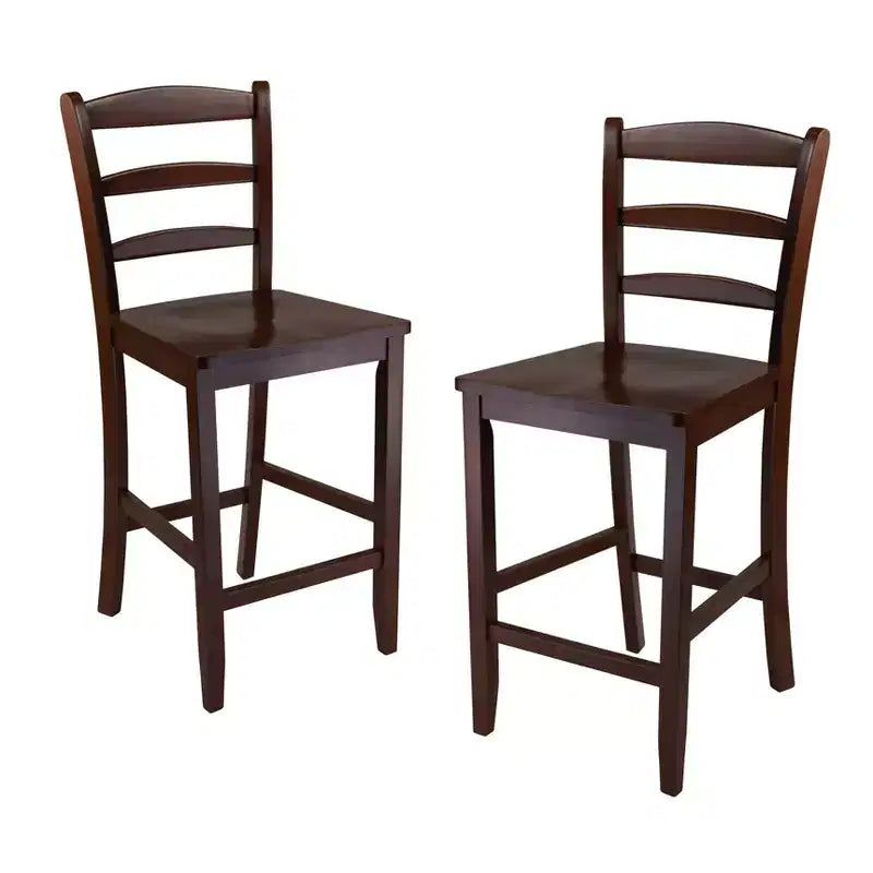 Ensemble de salle à manger 3 pièces Albany de hauteur comptoir Winsome avec tabourets à dossier échelle Noyer : Style traditionnel, table rectangulaire 4 places